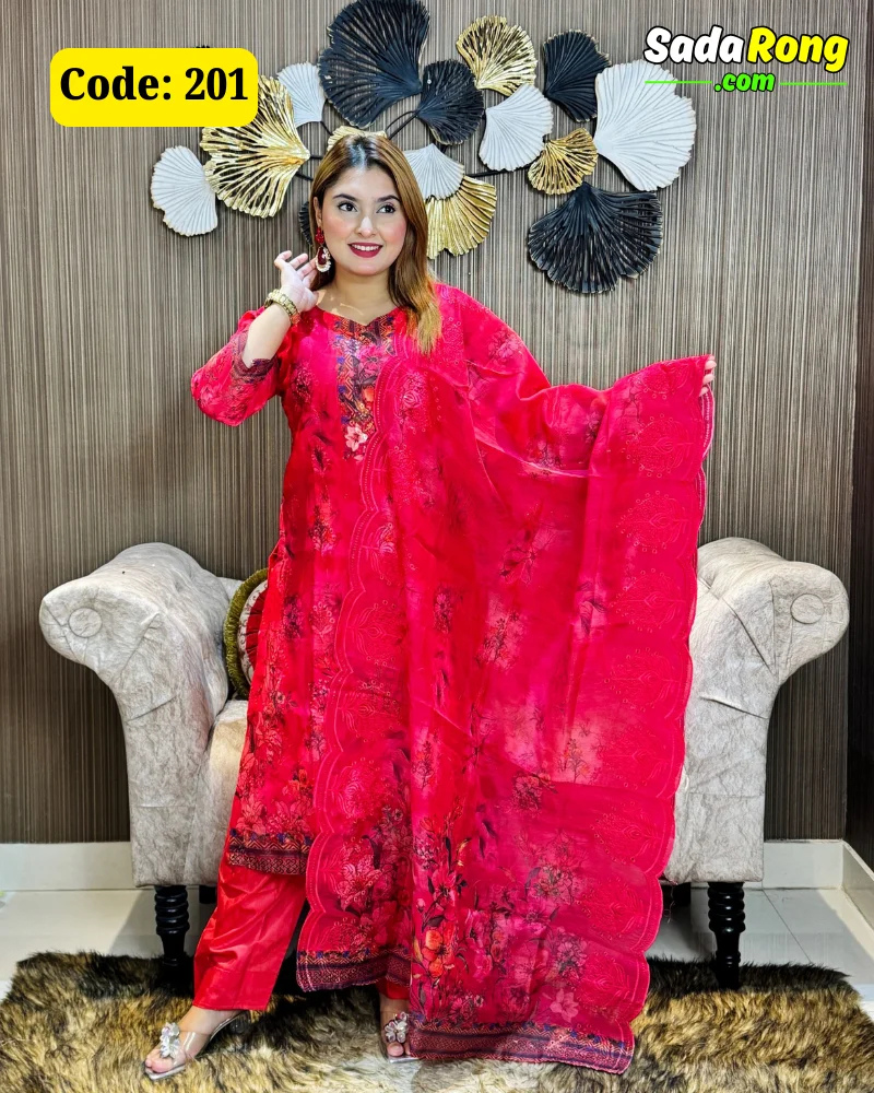 মেরুন অর্গানজা পার্টি ড্রেস